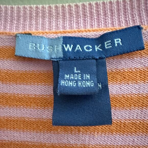 Bushwacker Vintage Cardigan Sweater LARGE Button Front Preppy Office Stripe - Picture 11 of 12